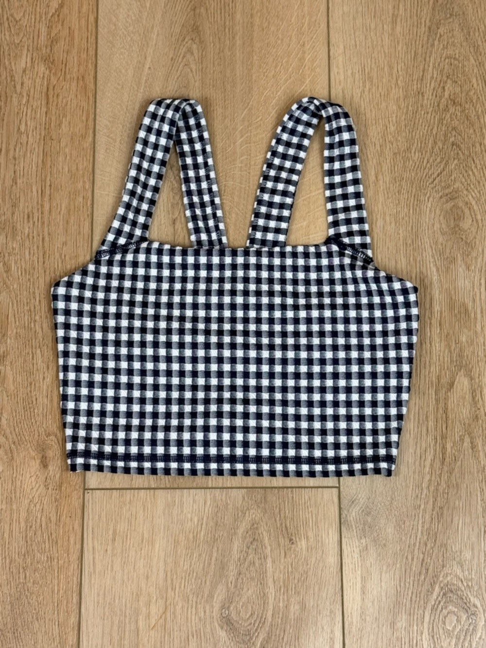 NWOT Offline by Aerie Gingham Square Neck Crop Top in Navy and White